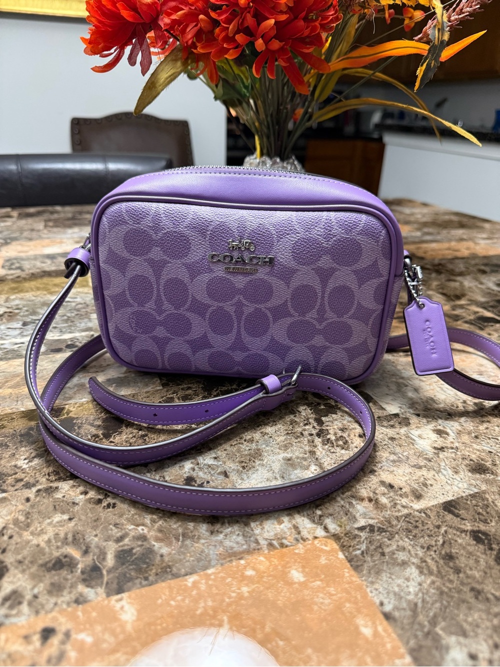 Coach Lavender Signature Camera Crossbody